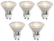 Set di 5 lampadine LED GU10 50mm dimmerabili trasparenti 4,9W 500 lm 2700K