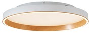 Plafoniera di design bianca con legno 60 cm incl. LED con interruttore a 3 vie - Ingo