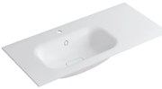 Lavabo integrale rettangolare vasca a sinistra L 100.5 x H 15 x P 46 cm in resina bianco