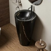 Lavandino freestanding da terra 50x85h cm effetto marmo nero Tokyo