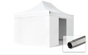 TOOLPORT 3x4,5 m gazebo pieghevole PVC ignifugo con laterali, PREMIUM acciaio, bianco - (600119)