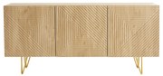 Credenza design con incisioni legno chiaro rovere e metallo dorato 3 ante L160 cm OZEN