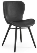 ALTEA ecopelle Nera (Grigio Scuro)/gambe nere - MODERNA SEDIA PER SALONE/SOGGIORNO/CUCINA/UFFICIO
