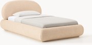 Letto singolo imbottito in bouclé con contenitore Alba