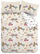 Set copripiumino e federa bianco e beige per letto matrimoniale e per letto esteso 230x220 cm Christmas Town – Catherine Lansfield