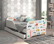 Letto per bambini MIKI 160 x 80 cm con motivo a camioncino