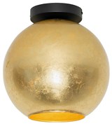 Plafoniera di design nera con vetro dorato - Bert
