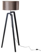 Lampada da Terra Nera con Paralume in Velluto Marrone 50cm - Puros