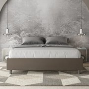 Letto Sommier contenitore imbottito 160x190 similpelle cappuccino Azelia