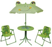 Set da bistrot da giardino per bambini con ombrellone verde