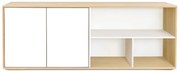 Credenza bassa scandinava bianco e legno chiaro massello di rovere L190 cm EZIA