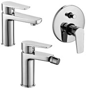 Kit miscelatori lavabo bidet e doccia incasso cromati Erika piletta inclusa