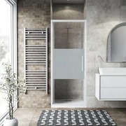 Porta doccia battente Record L 71 x H 195cm, Sp. 6 mm in vetro smerigliato profilo bianco