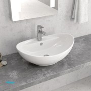 Lavabo D'Appoggio Da 59x39 Cm Finitura Bianco Lucido