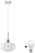 Lampadario LED a sospensione con cavo HARMA 1xE27/60W/230V Ø 25 cm cromo opaco/bianco