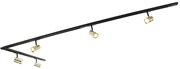 Sistema di illuminazione a binario Smart nero con oro 1 fase 5 luci incl. Wifi GU10 - Iconic Jeana