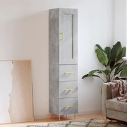 Credenza grigio cemento 34,5x34x180 cm in legno multistrato