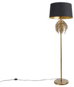 Lampada da terra oro 145 cm con paralume in cotone nero 50 cm - Botanica