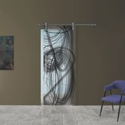 Porta scorrevole destra Black Smoke in alluminio grigio, L 88 x H 215 cm, con binario Ermes