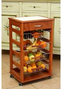 Carrello Cucina Portafrutta con Cassetto Portaoggetti CILIEGIO