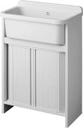 Mobile lavatoio in Pvc con vasca ad inserimento 55x34 cm a serranda Bianco