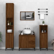 Set mobili da bagno 3 pz rovere marrone in legno multistrato