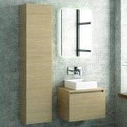 Kamalu - composizione mobili bagno sospesi 60 cm con lavabo, colonna e specchio led sp-60b