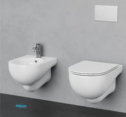 Azzurra Ceramica "Nuvola" Coppia Di Sanitari Sospesi Bianco Lucido Con Brida