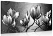 Stampa su tela – Fiori in stile etnico in bianco e nero