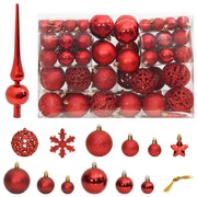 Set Palline di Natale 111 pz in Polistirene, Rosso