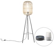 Lampada da terra rurale rattan incl lampadina smart E27 A60 - MANILA