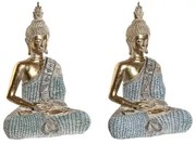 Statua Decorativa DKD Home Decor 23 x 13 x 34 cm Azzurro Buddha Turchese Orientale Decapaggio (2 Unità)