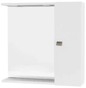 Specchio Da Bagno Con Anta Laterale E Faretti Bianco Lucido 60 Cm