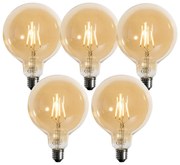 Set di 5 Lampadina LED dimmerabile a 3 livelli E27 oro G125 4W 450lm 2700K