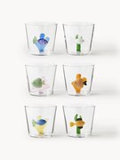 Set 6 bicchieri acqua in vetro borosilicato fatti a mano Marine Garden