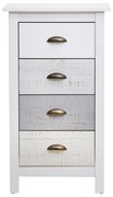 Cassettiera alta bianca e grigia con 4 cassetti , 46 x 80 cm Romantica - Marckeric