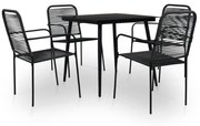 Set Da Pranzo Da Esterni 5 Pz İn Corda Di Cotone E Acciaio Nero /