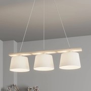 Euluna Lampada a sospensione Sweden, bianco antico/bianco, tessuto, legno, a 3 luci