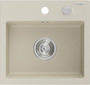 Mexen Milo lavello in granito 1-vasca 435 x 410 mm, beige, sifone cromato - 6505441000-69