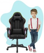 Sedia da gioco per bambini HC - 1004 nera con illuminazione LED