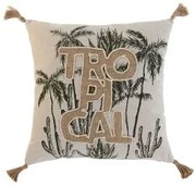 Cuscino Home ESPRIT Beige Naturale Tropicale Boho 45 x 5 x 45 cm