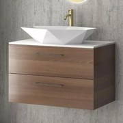 Kamalu - Mobile bagno 80 cm con due cassetti e piano solid surface EL-80SS