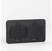 Solight 5B323B - Presa doppia da incasso a pavimento per esterno IP55 nero rettangolare