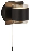 Applique Contemporanea Tumbler Acciaio Nero Policarbonato Bianco Led 3W 3000K