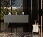 Mobile Bagno grigio opaco 120x50 Amalfi Un Cassetto E Lavabo Integrato In Mineralmarmo