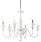 Lampadario Classico Doge Vetro Bianco 6 Luci E14