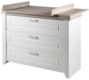 Cassettiera bassa per bambini bianca in olmo con fasciatoio 120x98 cm Felicia - Roba