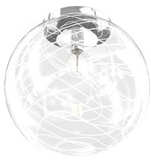 Plafoniera Contemporanea Moon Metallo Cromo Vetro Bianco 1 Luce E27 D.30Cm