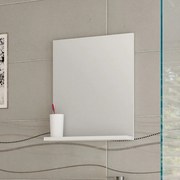Kamalu - Specchio con mensola 40 cm colore bianco opaco | LAC-POLIS-40-B