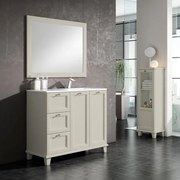 Mobile sottolavabo e lavabo Unike per vasca a destra perla L 100 cm, 2 ante 3 cassetti